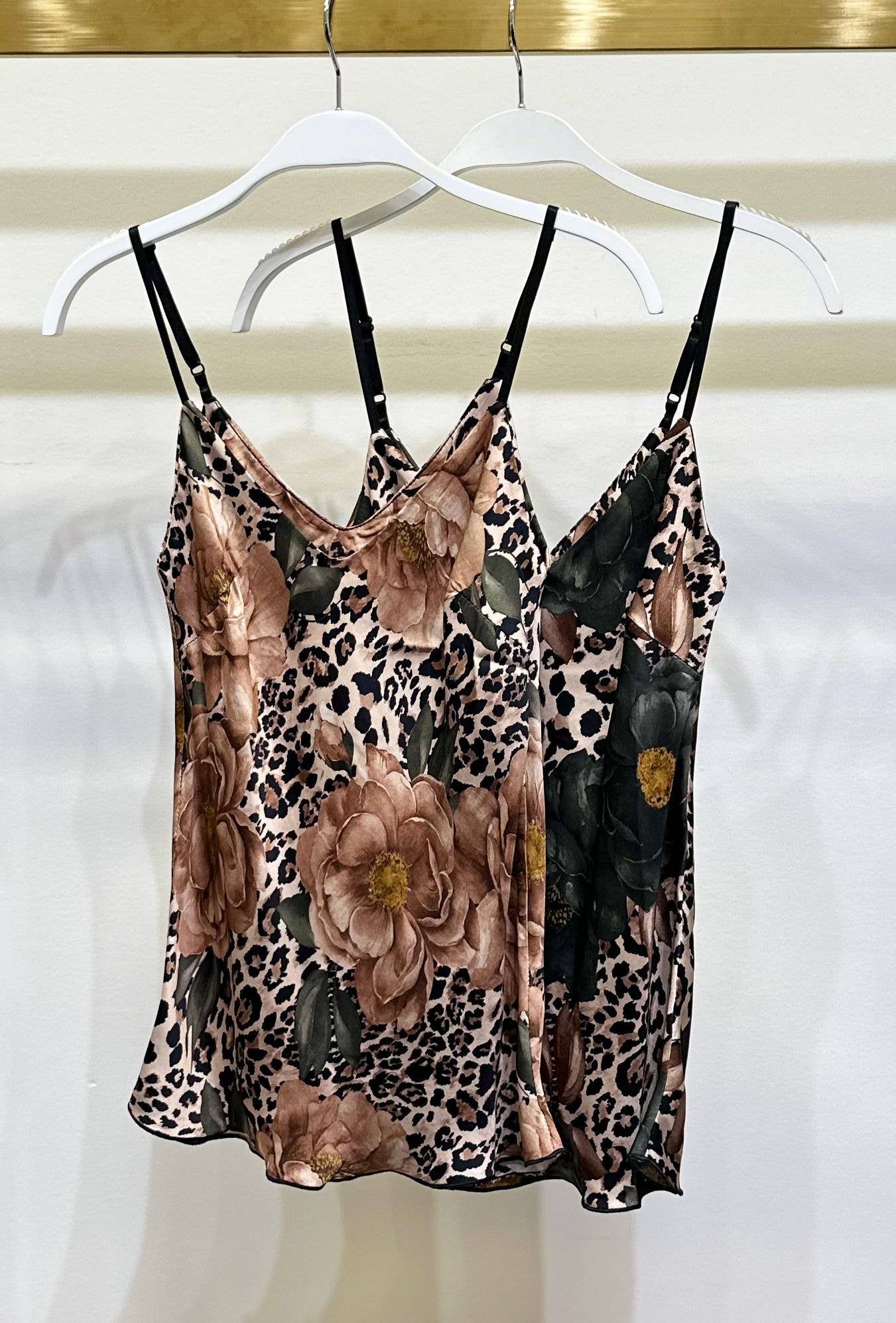 MILIO MILANO - ROSE AND LEOPARD PRINT CAMISOLE in Beige