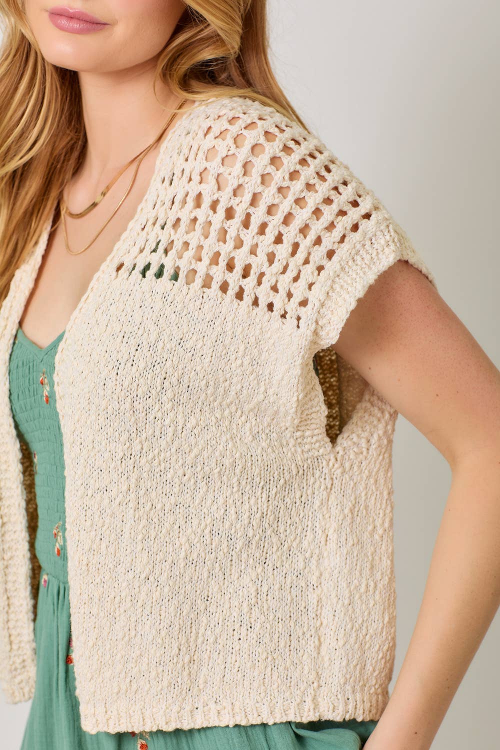 Mystree - Open Front Knit Cardigan: Oatmeal