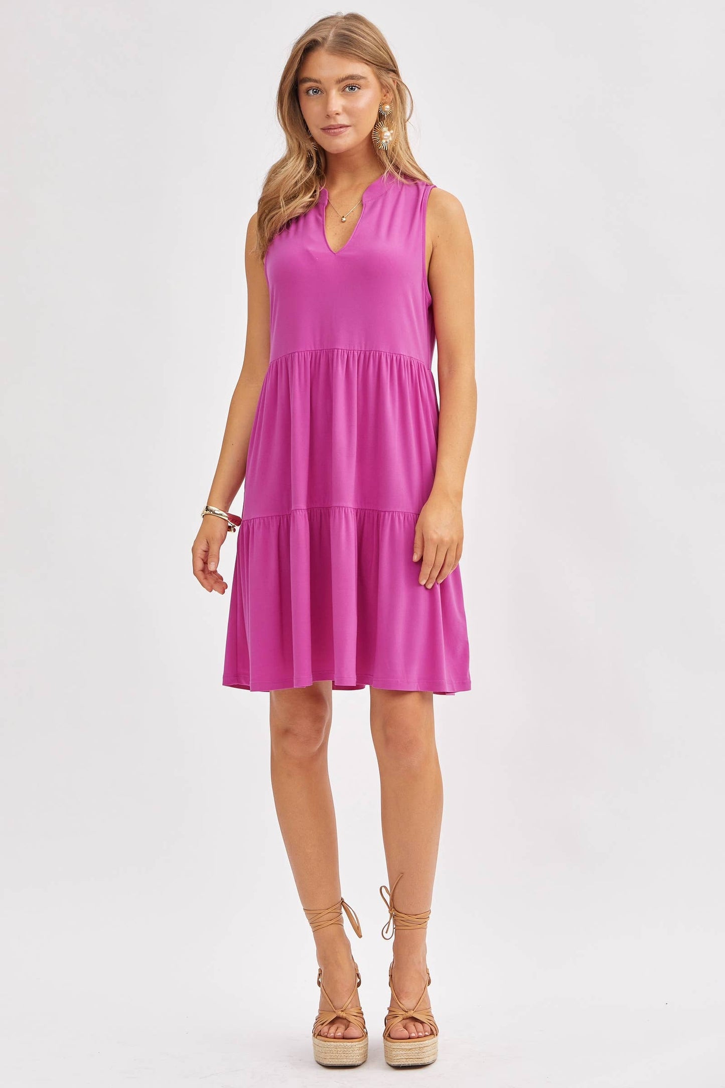 Dear Scarlett - Three-Tier A-Line Flowy Dress in LILAC