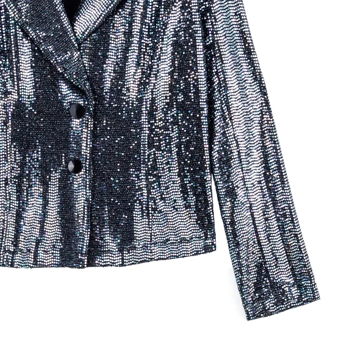 Clara Sunwoo - Sequin Knit - Modern Button Blazer: Gunmetal