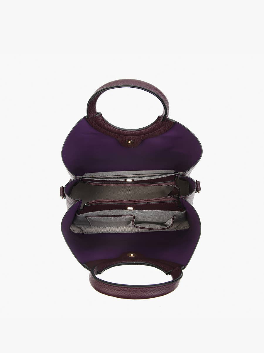 Helen Shaped Satchel w/ Round Handle & Long Strap: Dark Olive