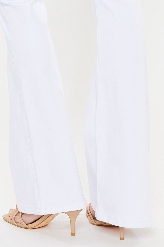 ONLINE ONLY! Mid Rise White Flare Jeans