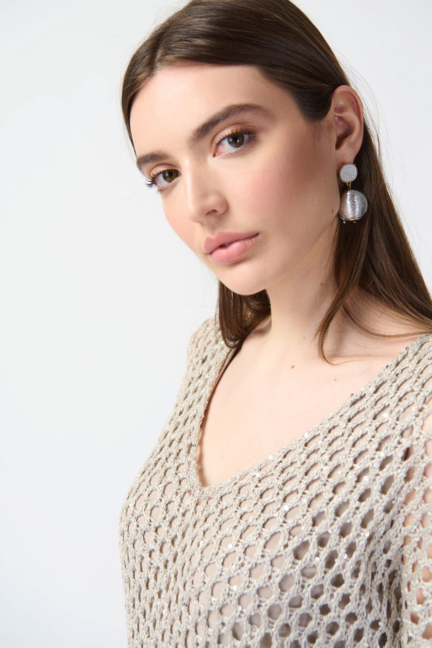 Joseph Ribkoff Open Stitch Sweater With Sequins