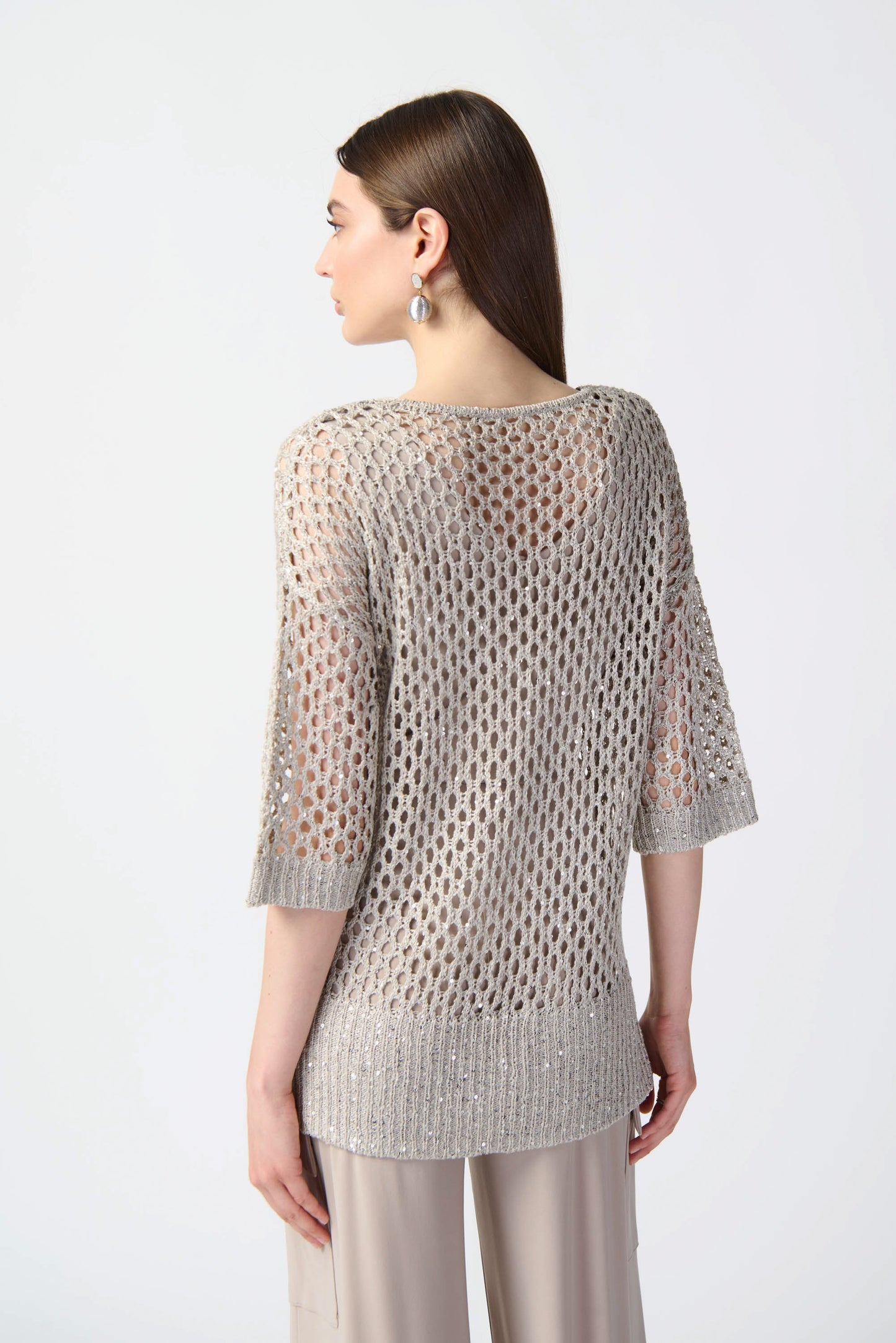 Joseph Ribkoff Open Stitch Sweater With Sequins