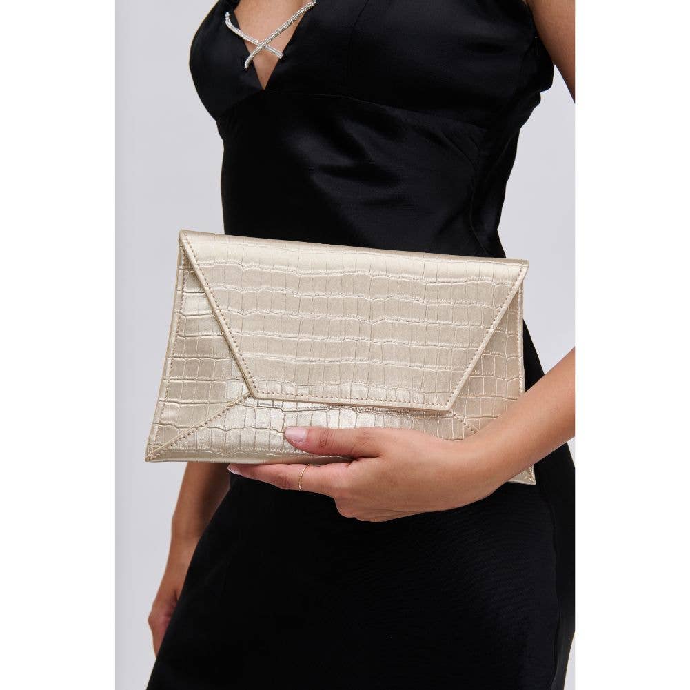 Cora Croco Clutch: Gold