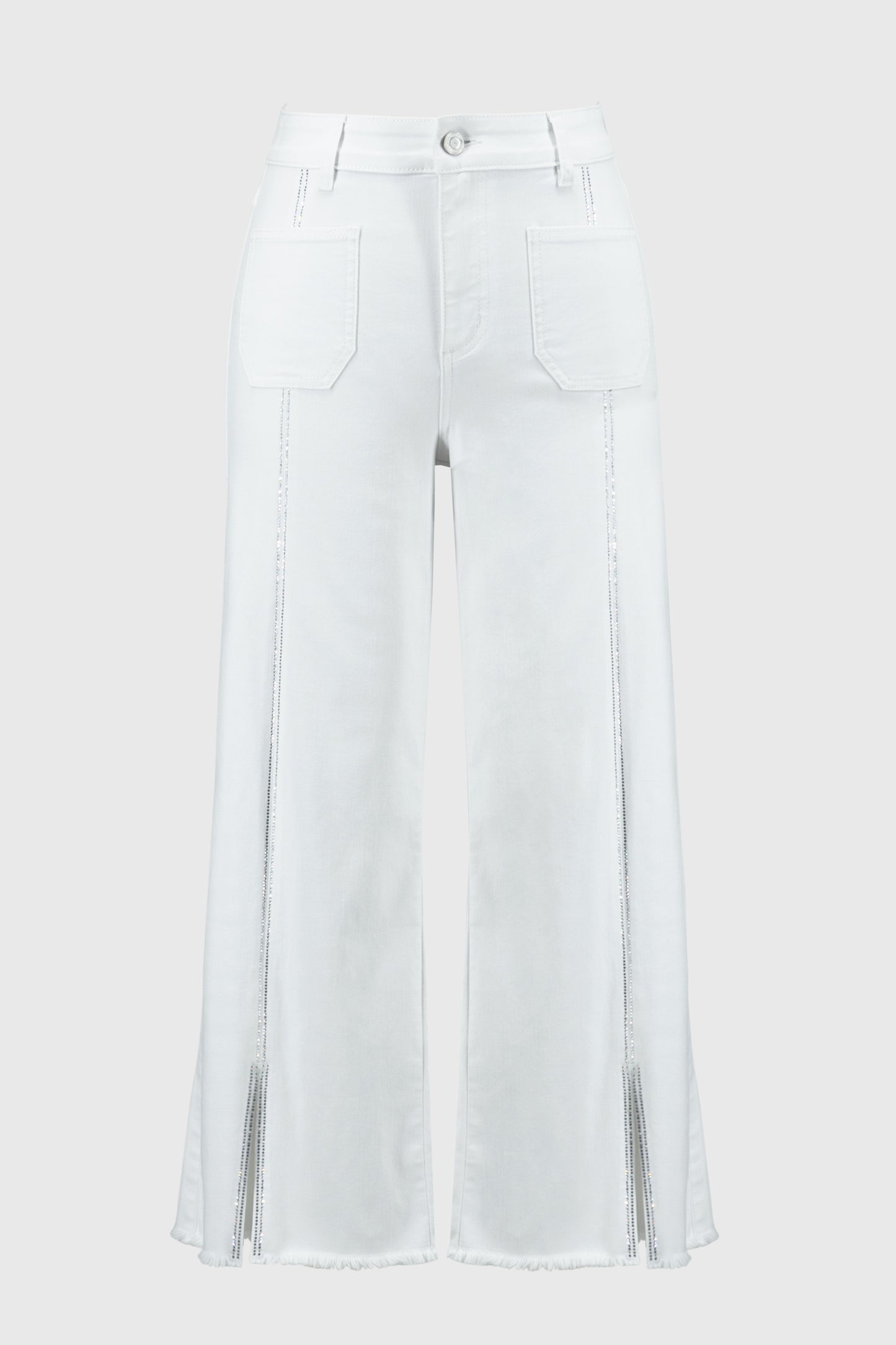 Joseph Ribkoff Culotte Jeans With Embellished Front Seam in White
