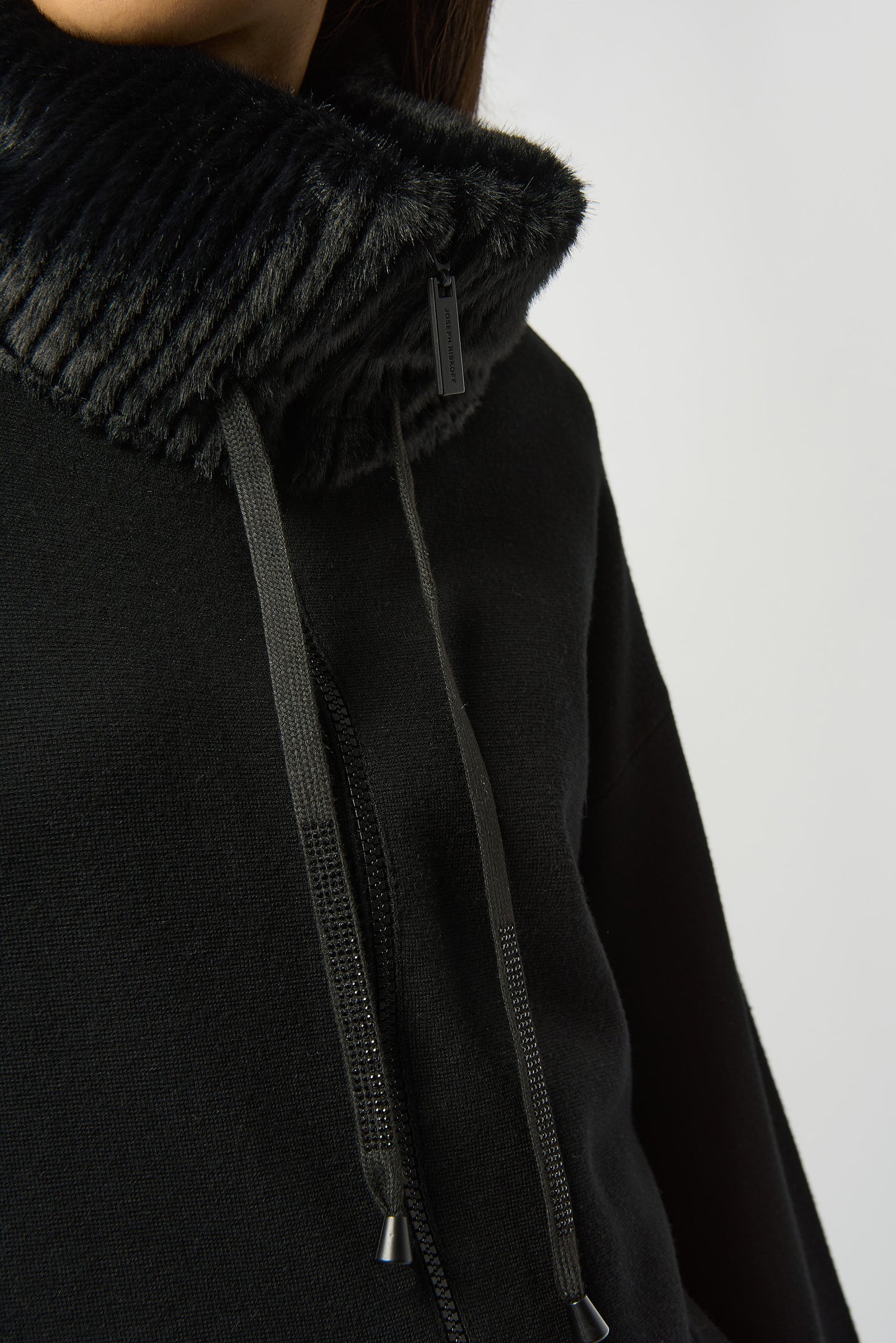 Joseph Ribkoff Sweater Knit Coat With Fur Trim