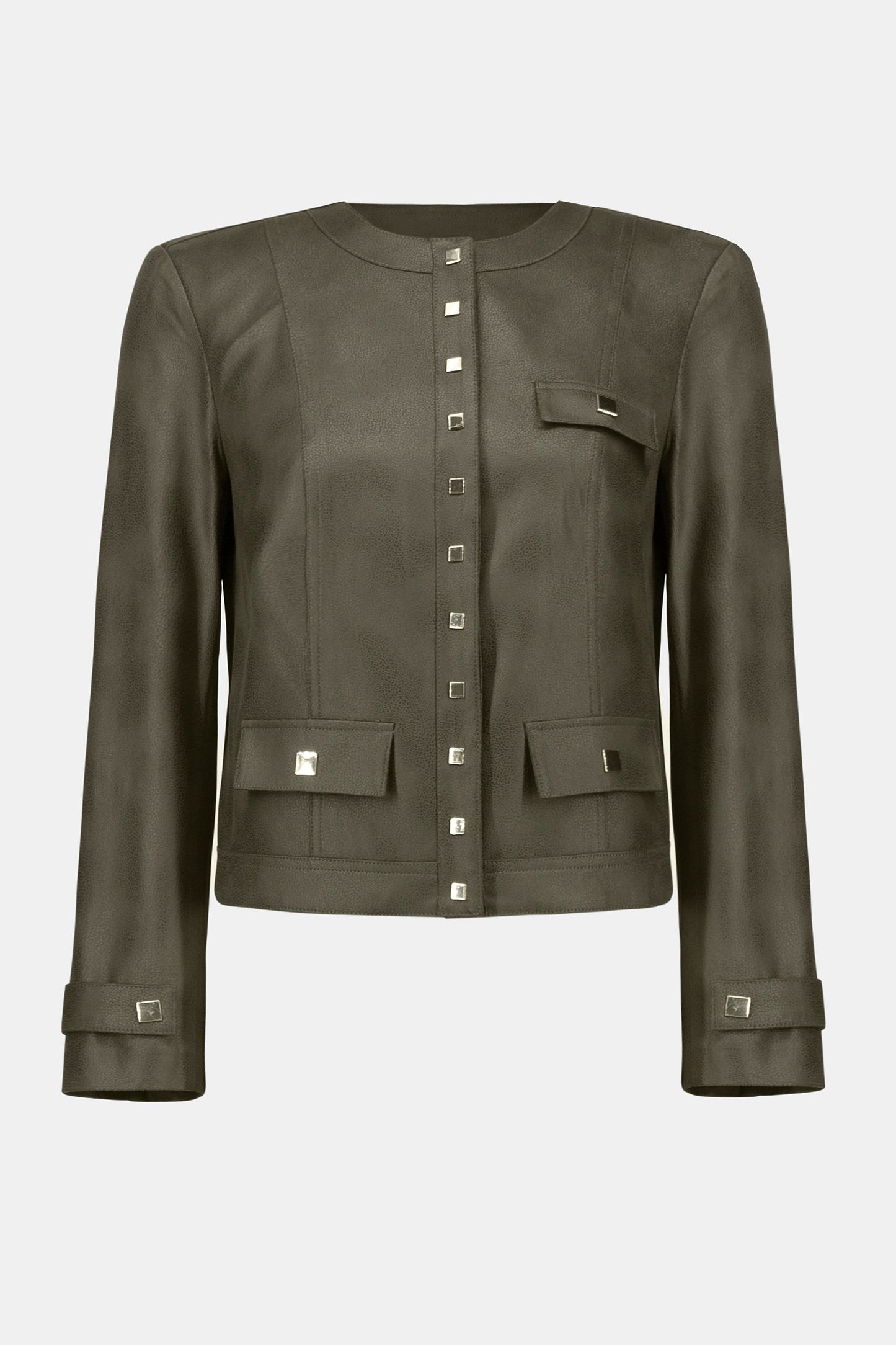 Joseph Ribkoff Foiled Faux Suede Fitted Jacket In Avocado