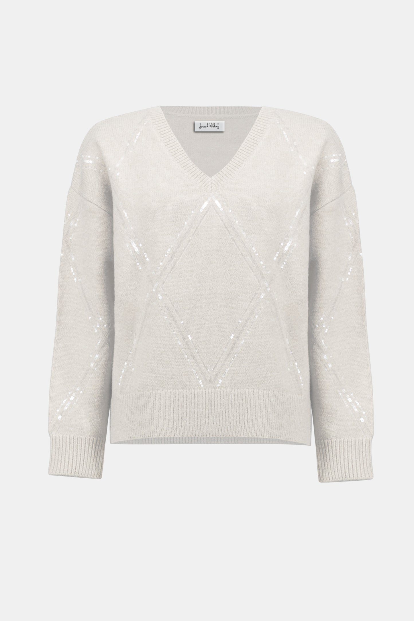 Sweater Knit Pullover with Sequins in White White