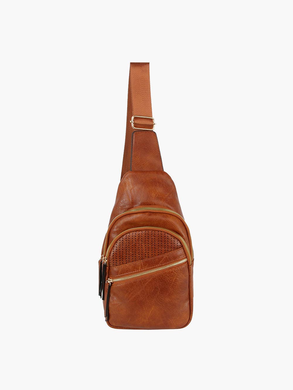 Handbag Factory Corp - Multi Pocket Front Crossbody Sling: Red