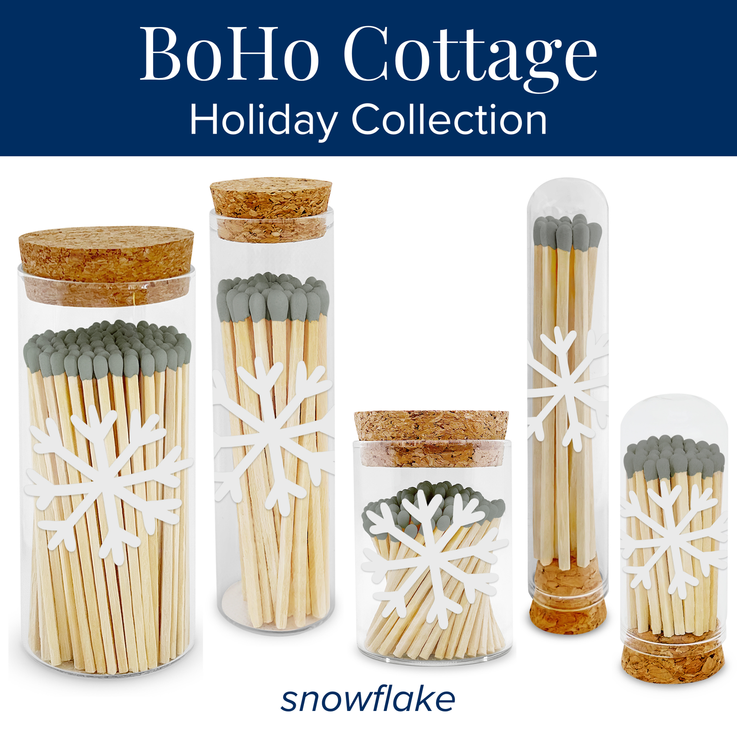 Thankful Greetings - 4” Matches BoHo Cottage - Snowflake and Mini Cloche