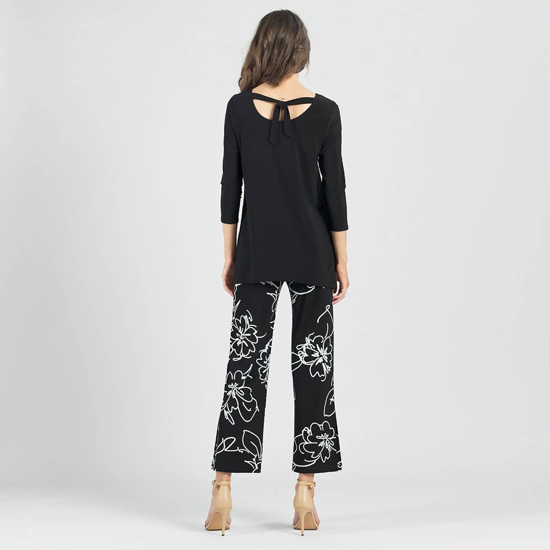 Clara Sunwoo - PT28P1 - Crepe Knit - Side Slit Ankle Pant - Blossom Sketch: Black/White / M