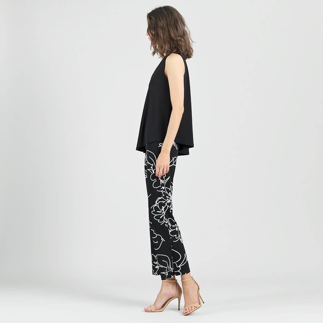 Clara Sunwoo - PT28P1 - Crepe Knit - Side Slit Ankle Pant - Blossom Sketch: Black/White / M