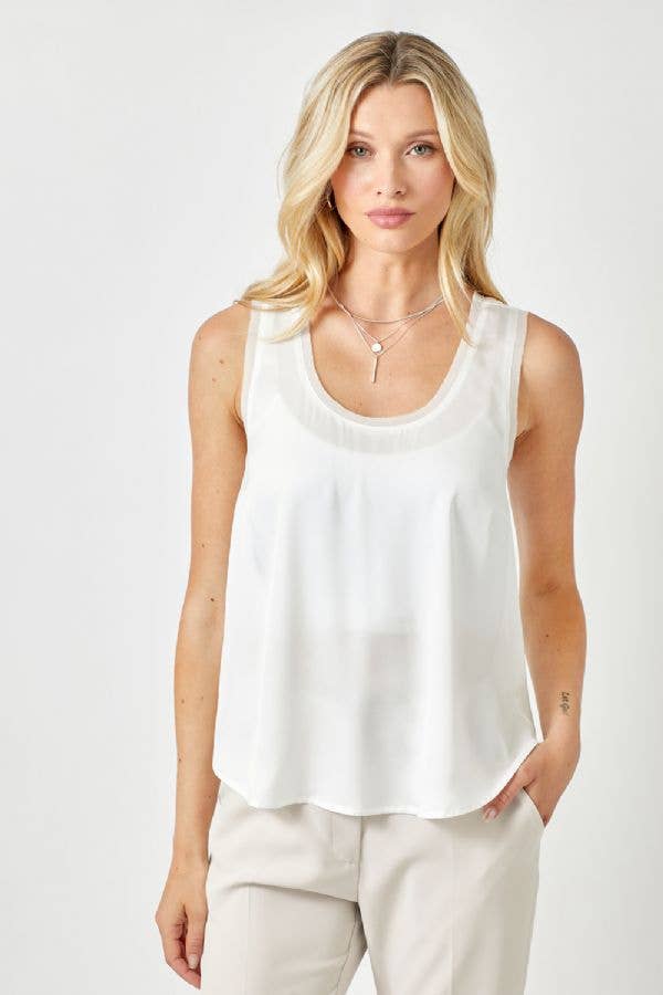 Mystree - Satin Tank Top: White