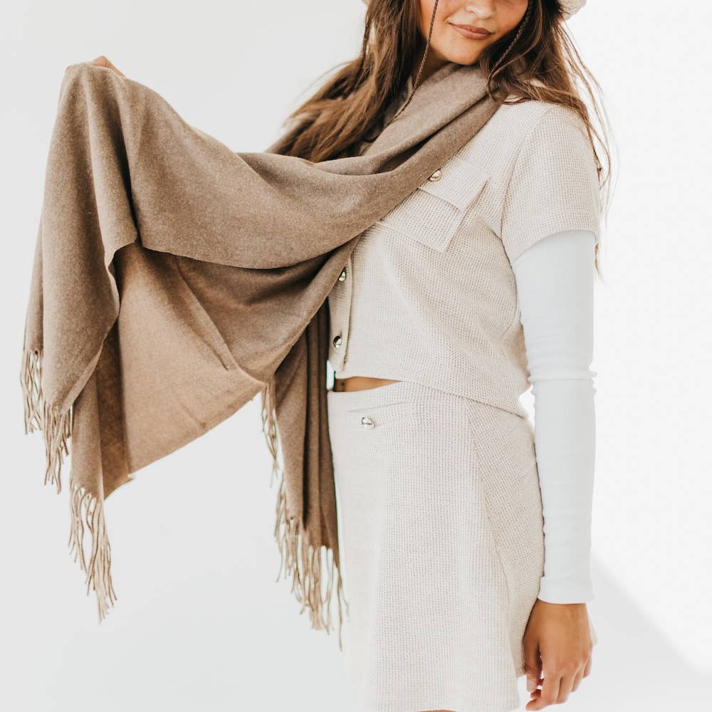 Pretty Simple - Cozy Cashmere Essential Soft Solid Scarf: Taupe