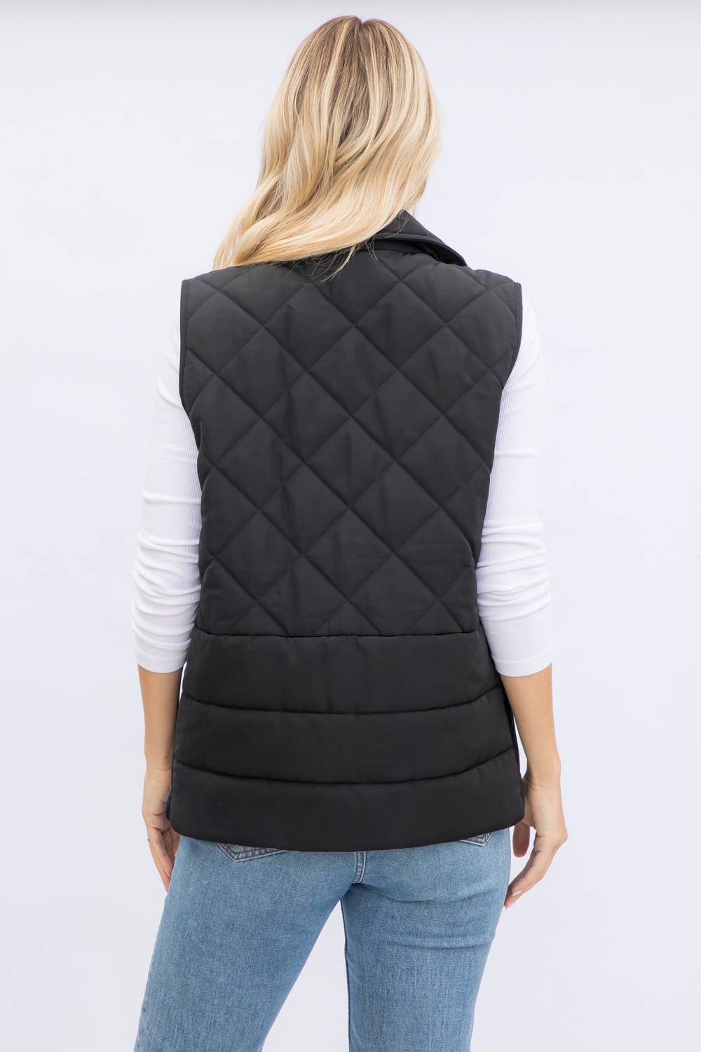 Light Weight Polyfill Quilted Vest: Black by 26 International