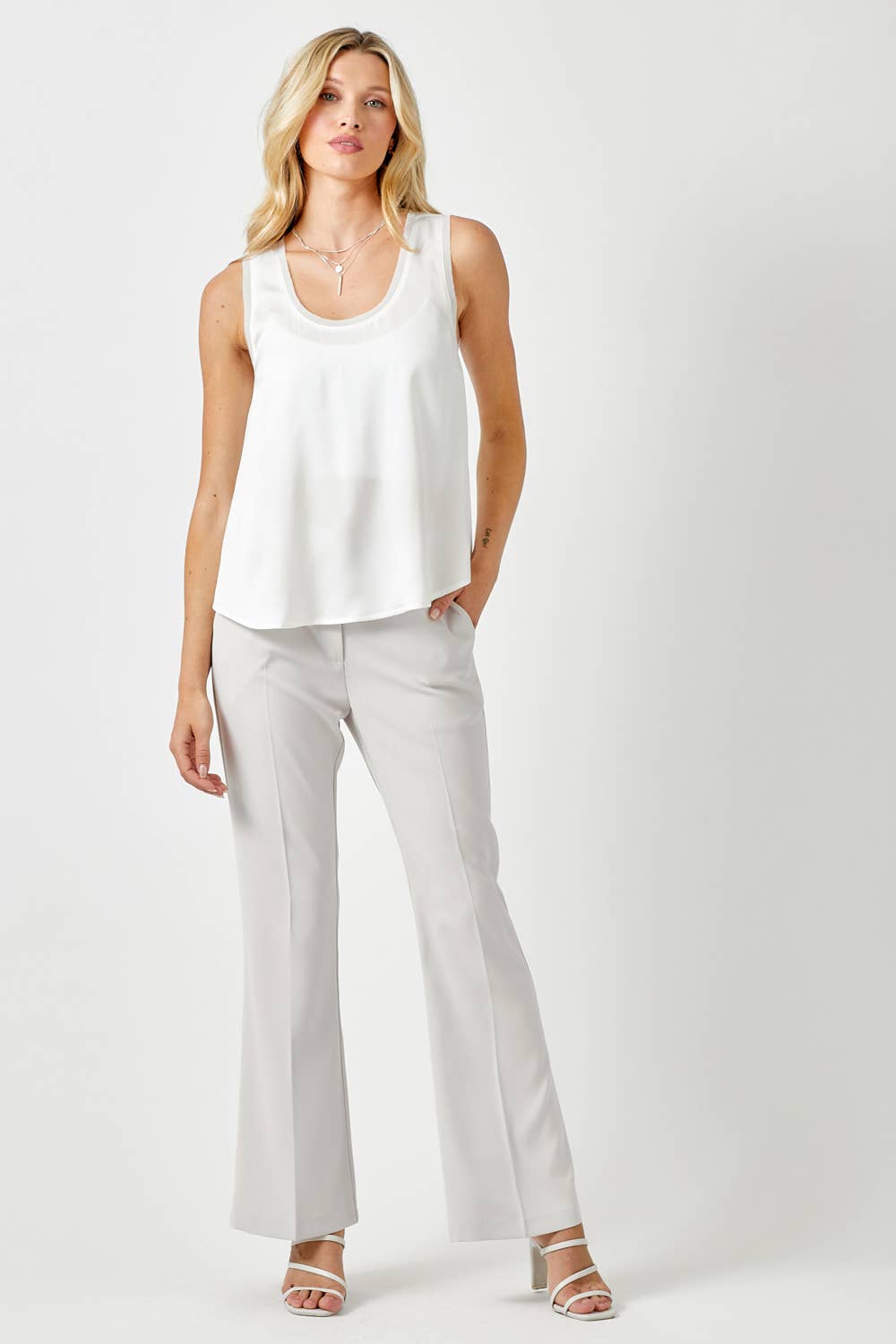 Mystree - Satin Tank Top: White