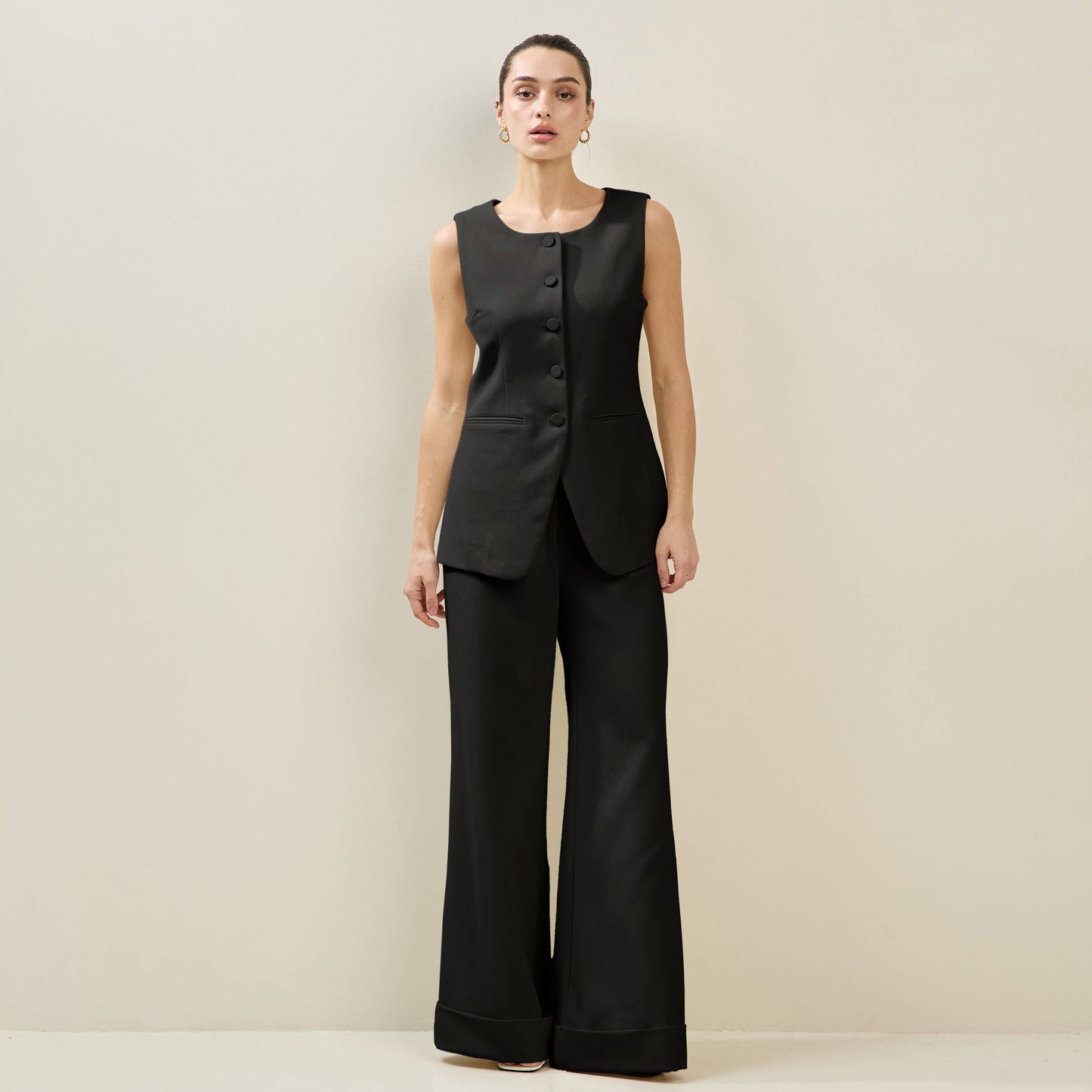 Able - Split Hem Vest: Black
