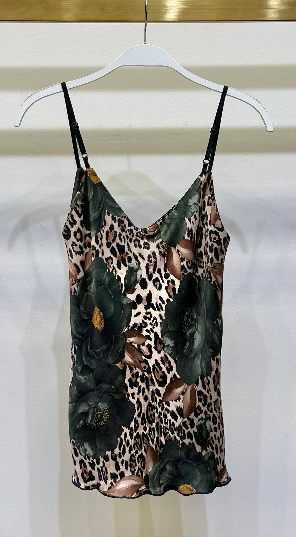 MILIO MILANO - ROSE AND LEOPARD PRINT CAMISOLE in Beige