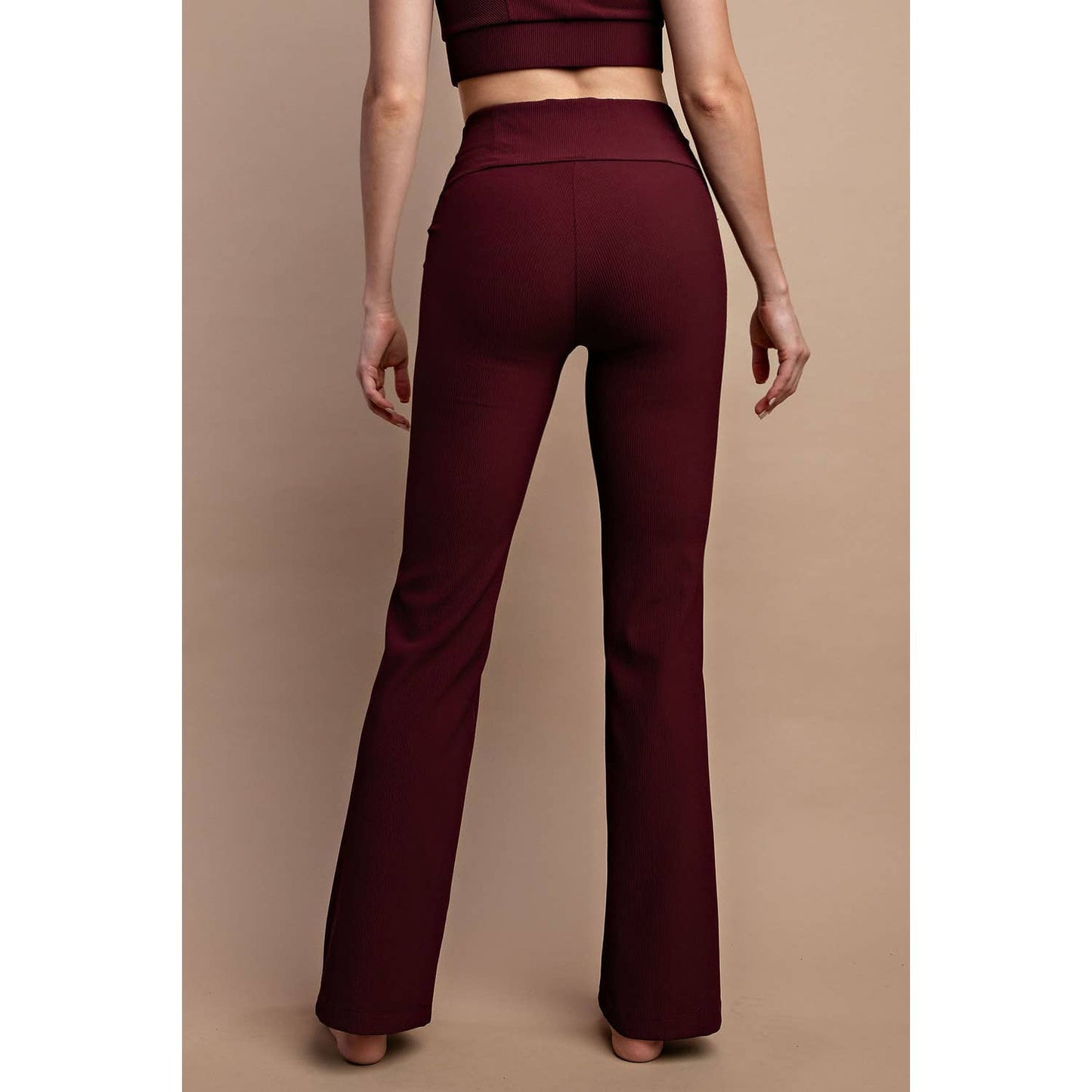 Rae Mode - NYLON RIB PINTUCK LEGGINGS: Wine