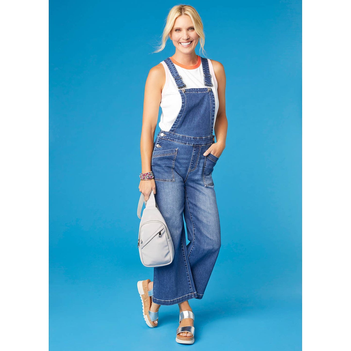 COCO + CARMEN - EverStretch Capri Overalls Dark Denim