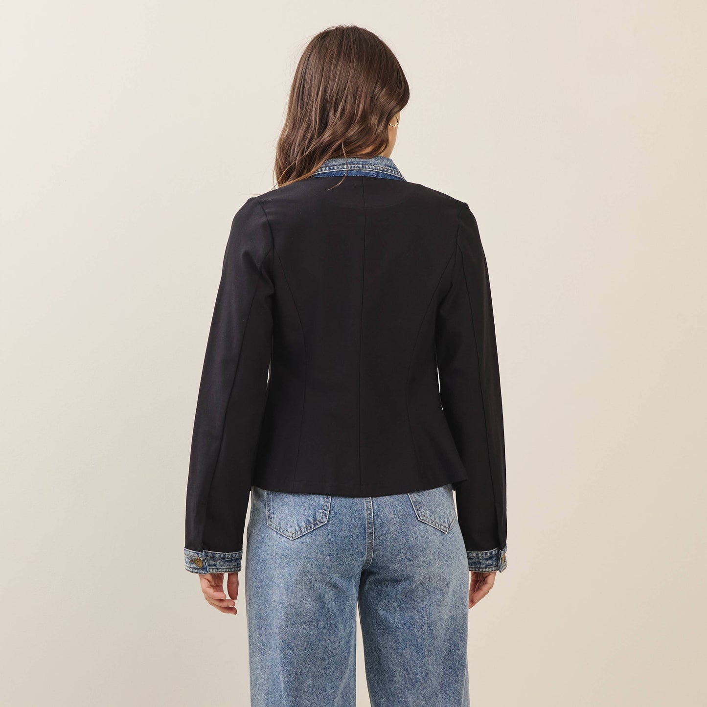 Able - Denim trim jacket: Black