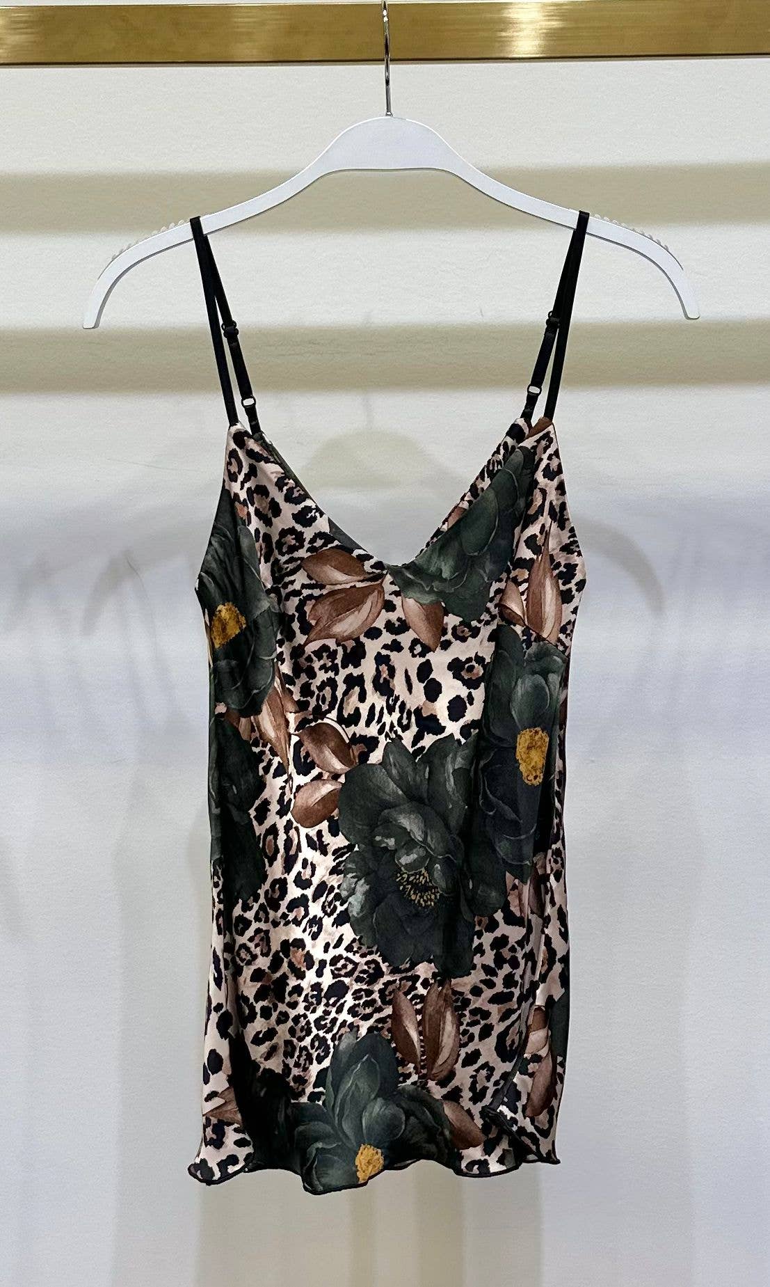 MILIO MILANO - ROSE AND LEOPARD PRINT CAMISOLE in Beige