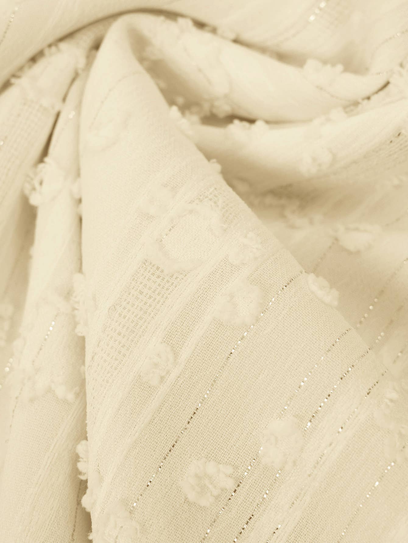 EP- Textured Embroider Print Belted Halter Dress Apricot