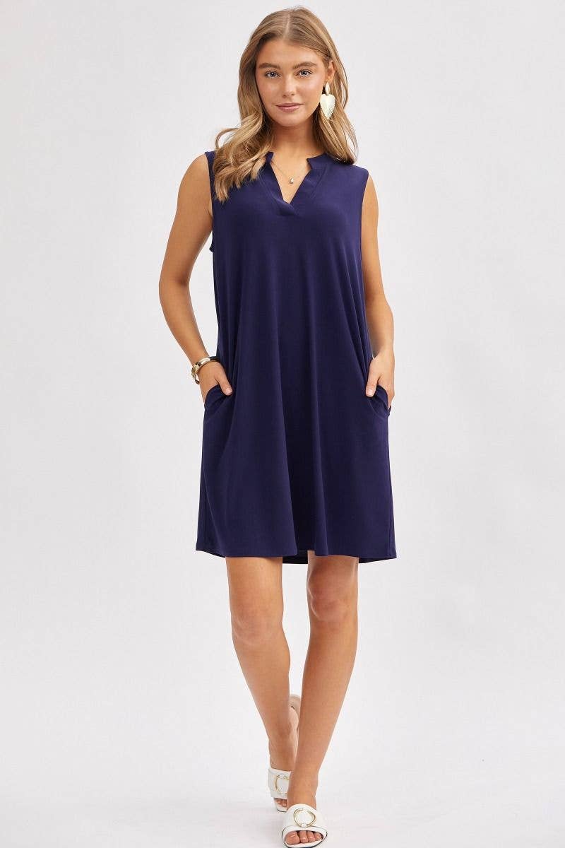 Dear Scarlett - Elegant Solid Colored Dress in MAGENTA
