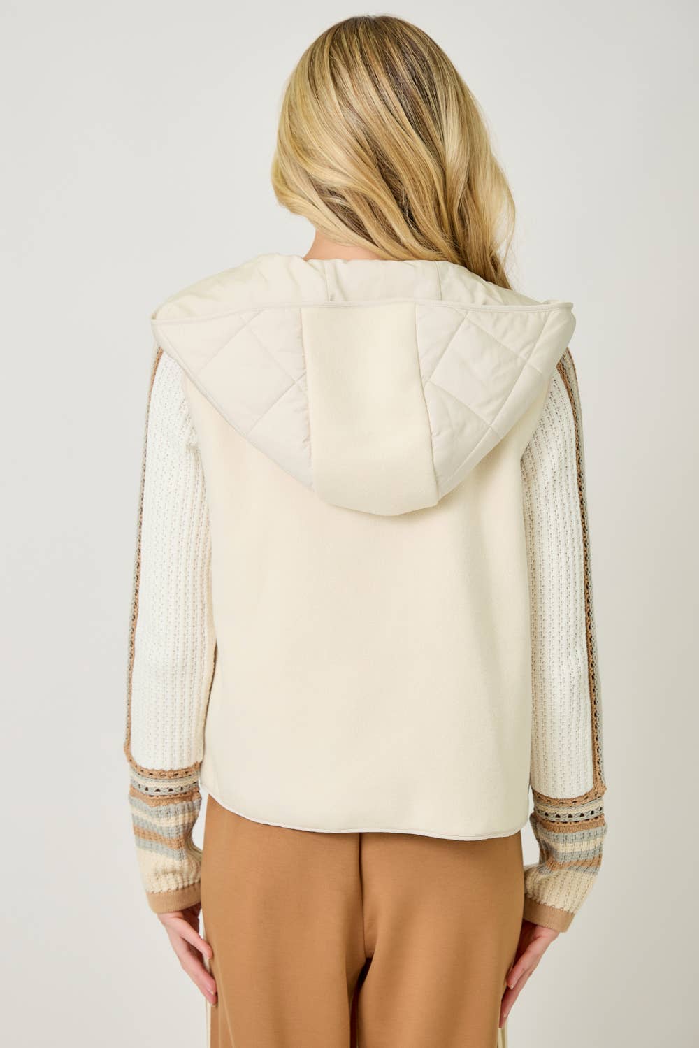 Mystree - Quilted Puffer Hoodie Vest: Ivory