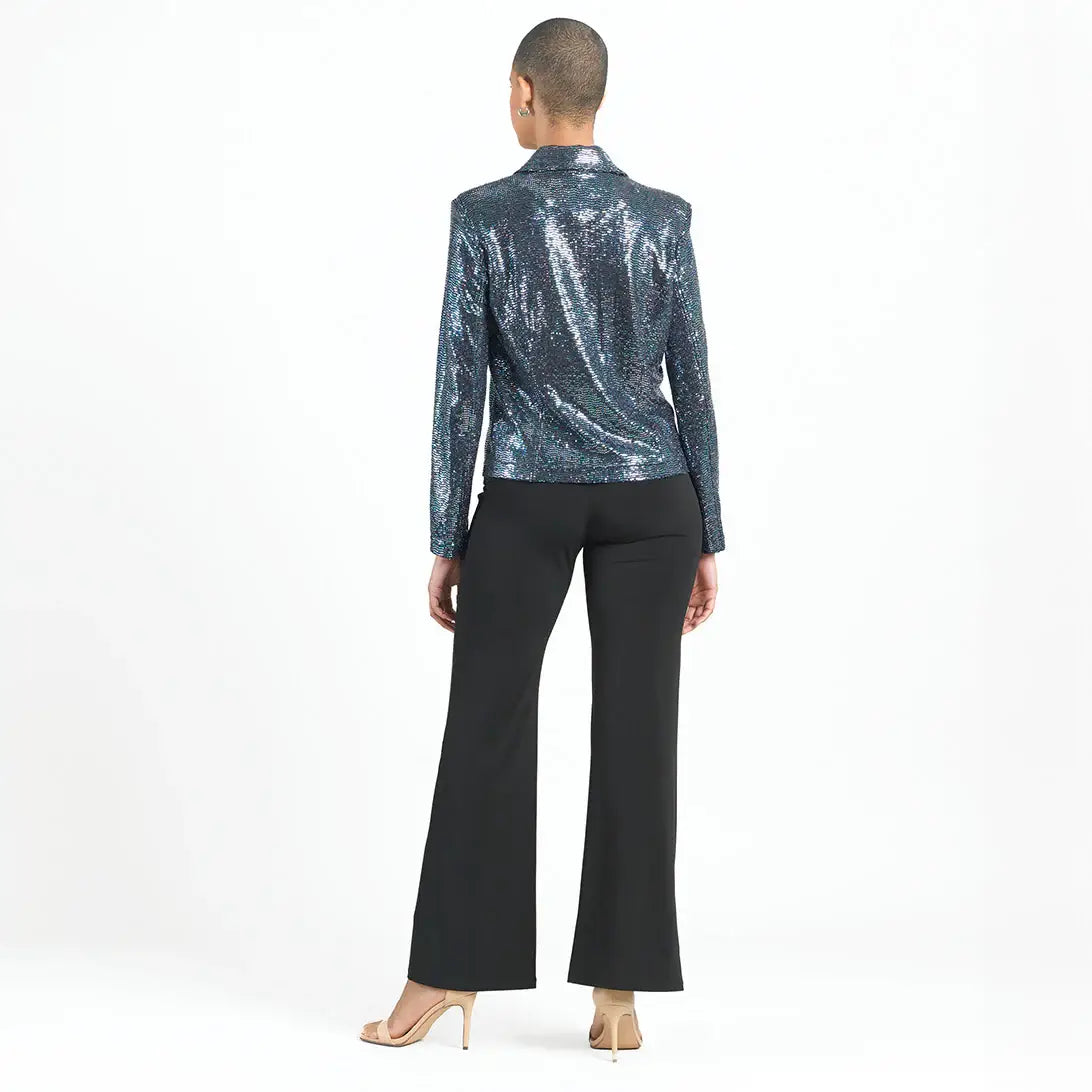 Clara Sunwoo - Sequin Knit - Modern Button Blazer: Gunmetal