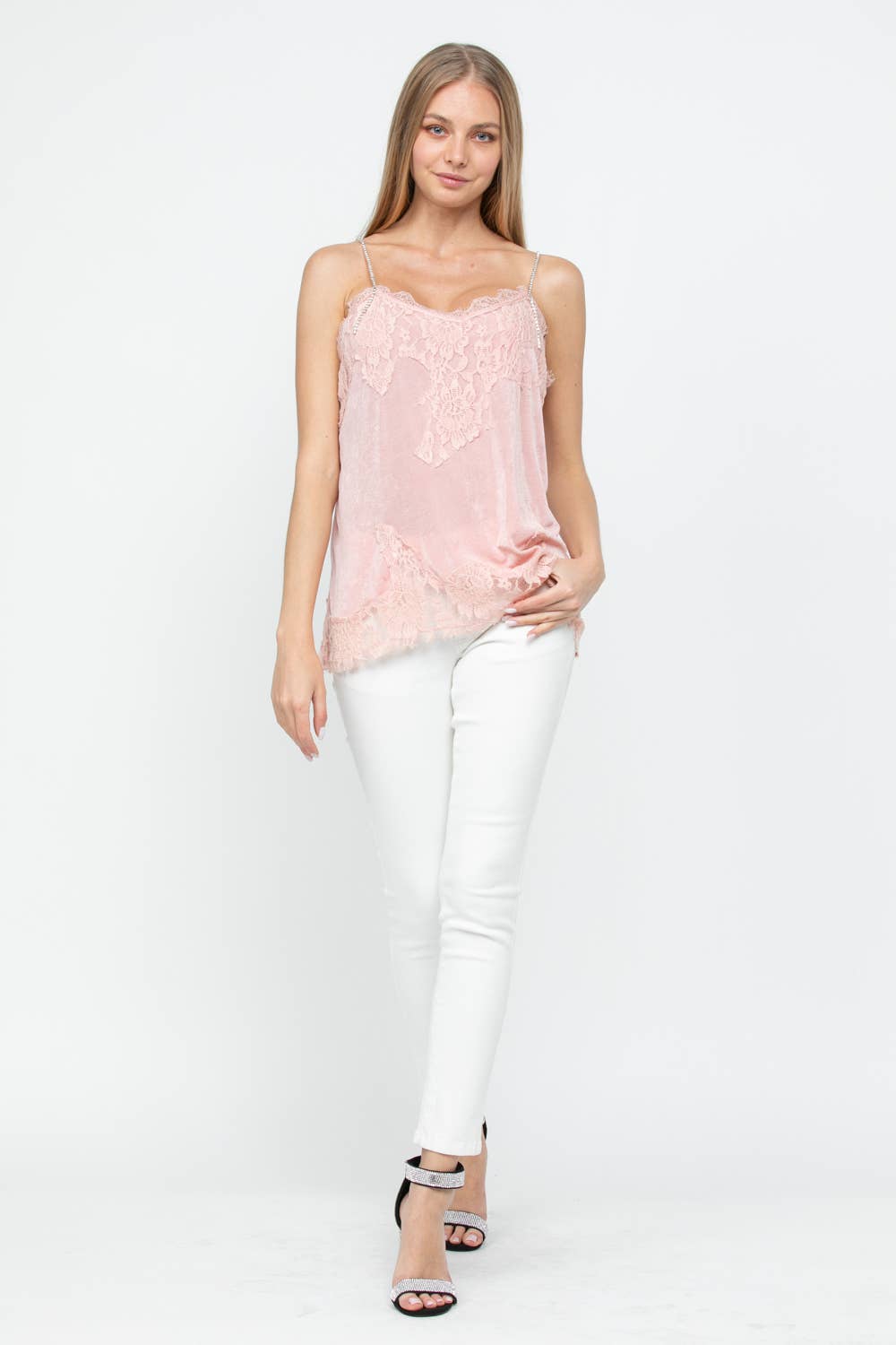 VOCAL - STONE DETAIL VINTAGE TANK TOP: Mauve