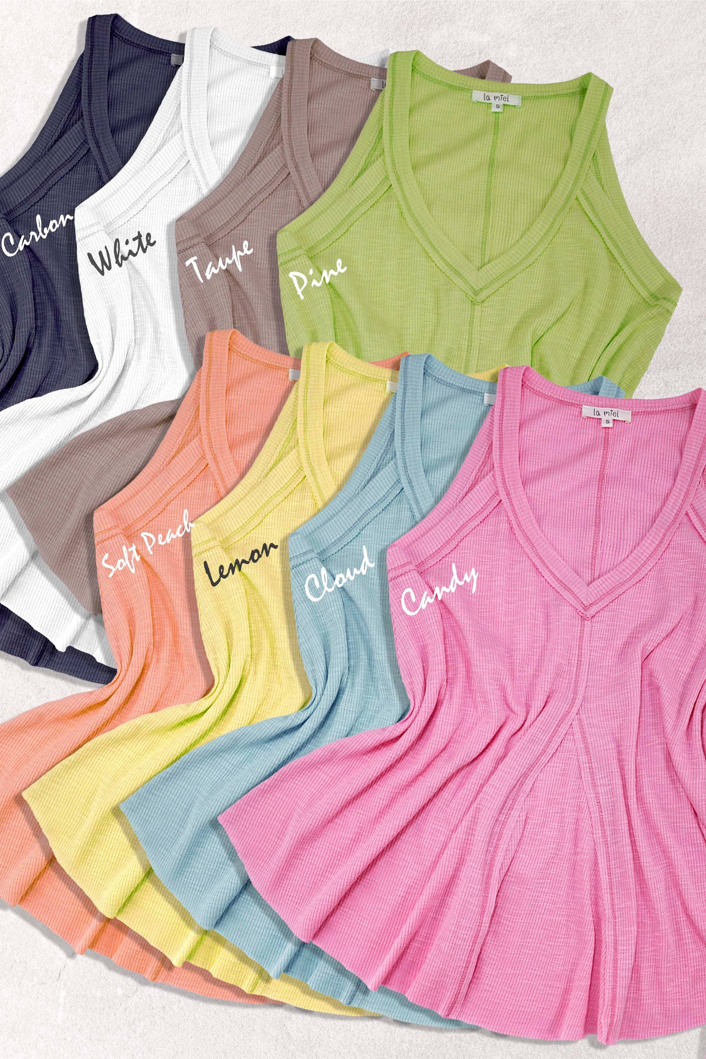 Ribbed Jersey Fabric Relaxed Fit V-neck Tank Top: Pine