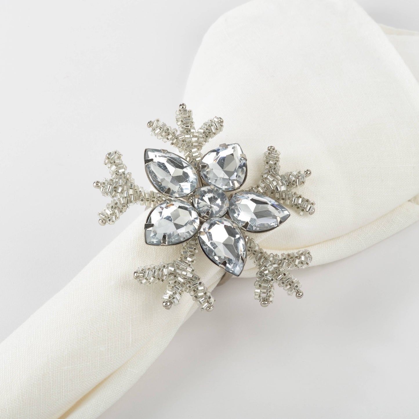 Saro Lifestyle - Snowflake Design Napkin Ring: Silver