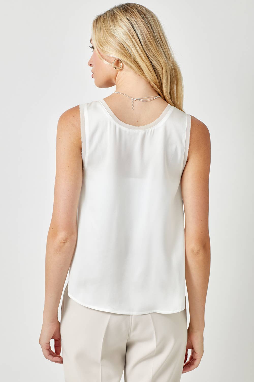 Mystree - Satin Tank Top: White