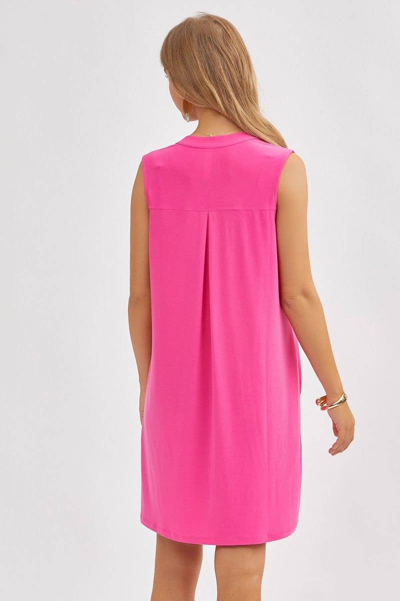 Dear Scarlett - Elegant Solid Colored Dress in MAGENTA