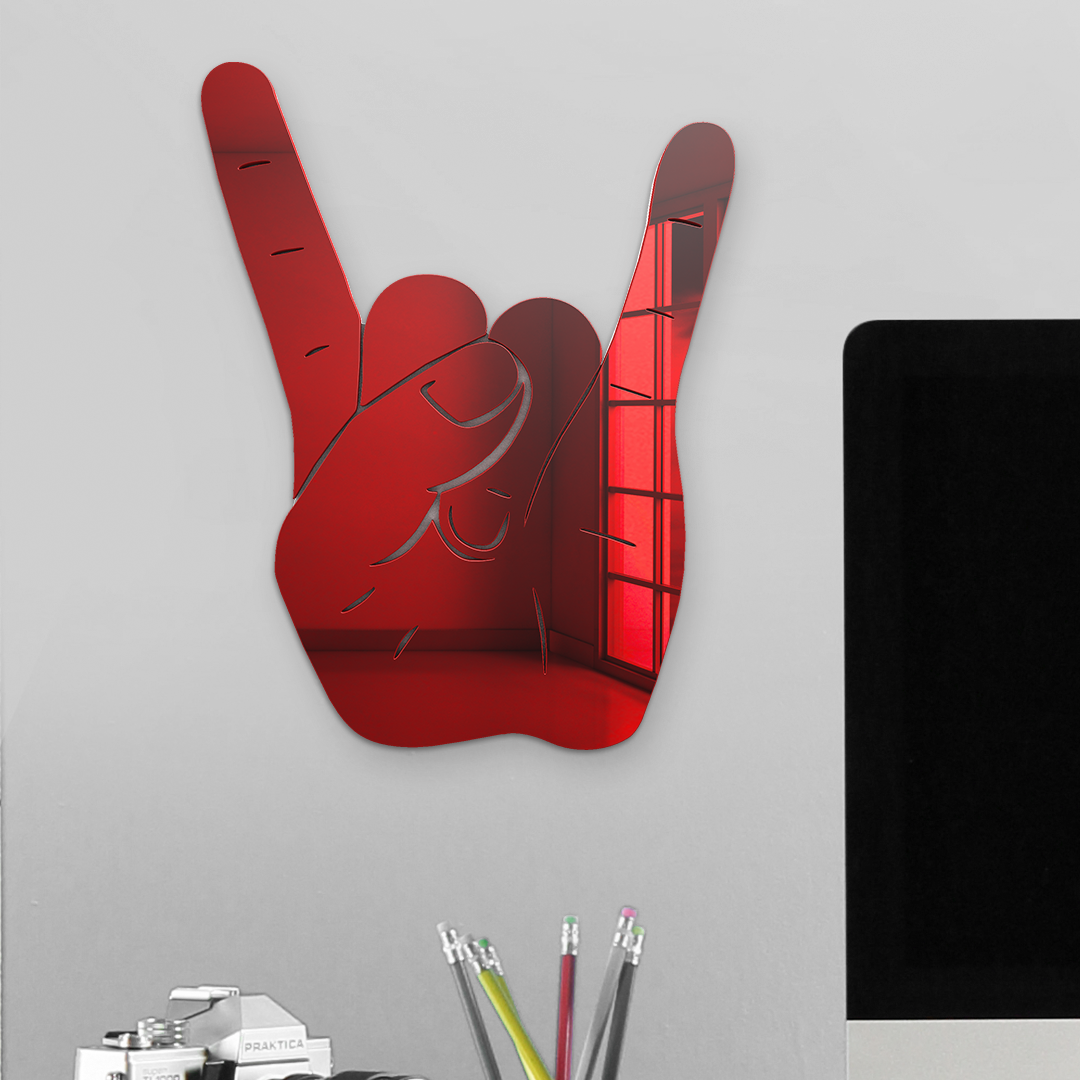 Rock On Hand Silhouette Mirror