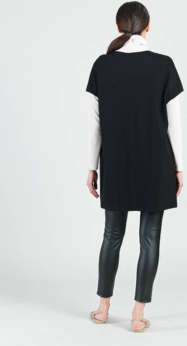 Clara Sunwoo - Ponte Knit - Cap Sleeve Pocket Vest - Black: Black