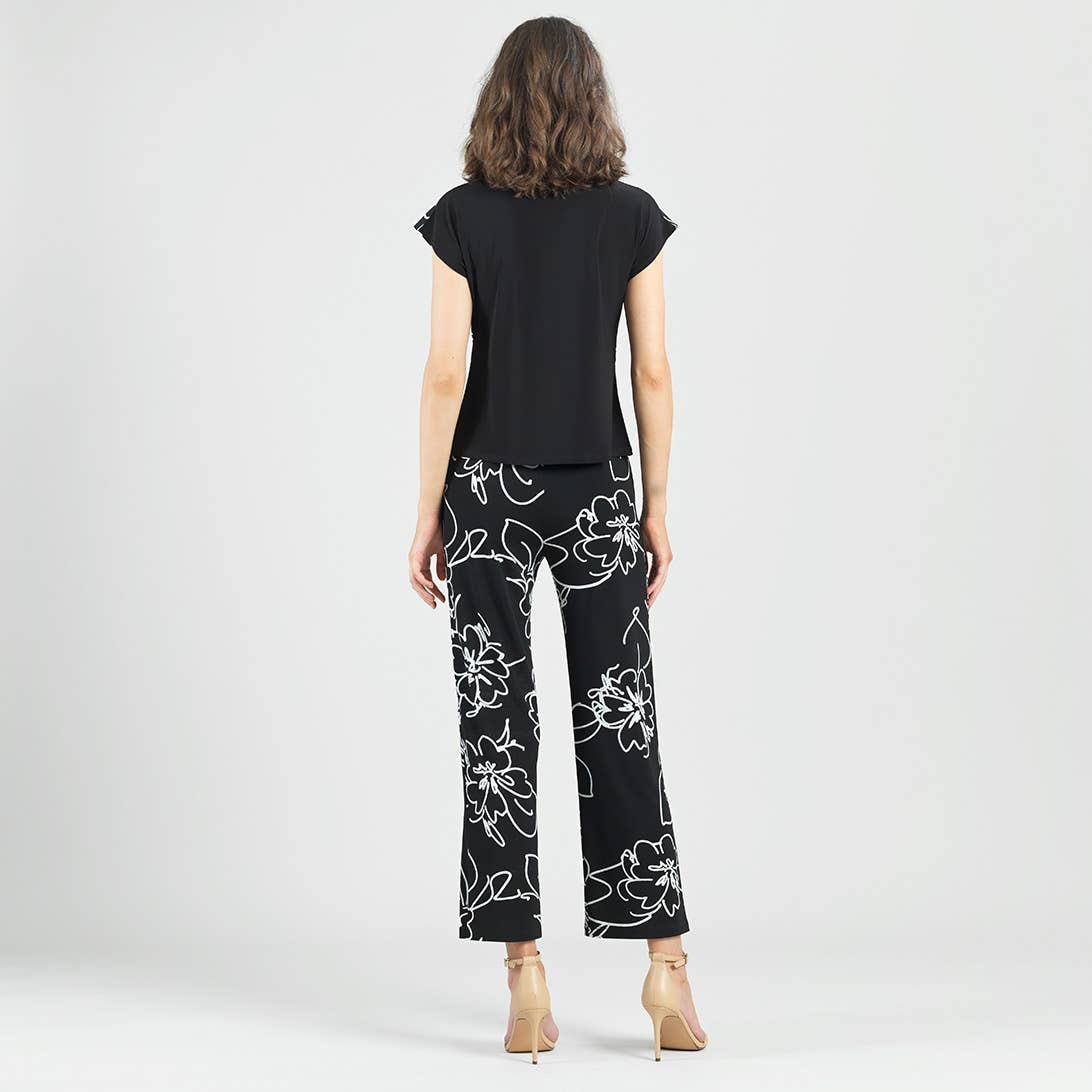 Clara Sunwoo - PT28P1 - Crepe Knit - Side Slit Ankle Pant - Blossom Sketch: Black/White / M