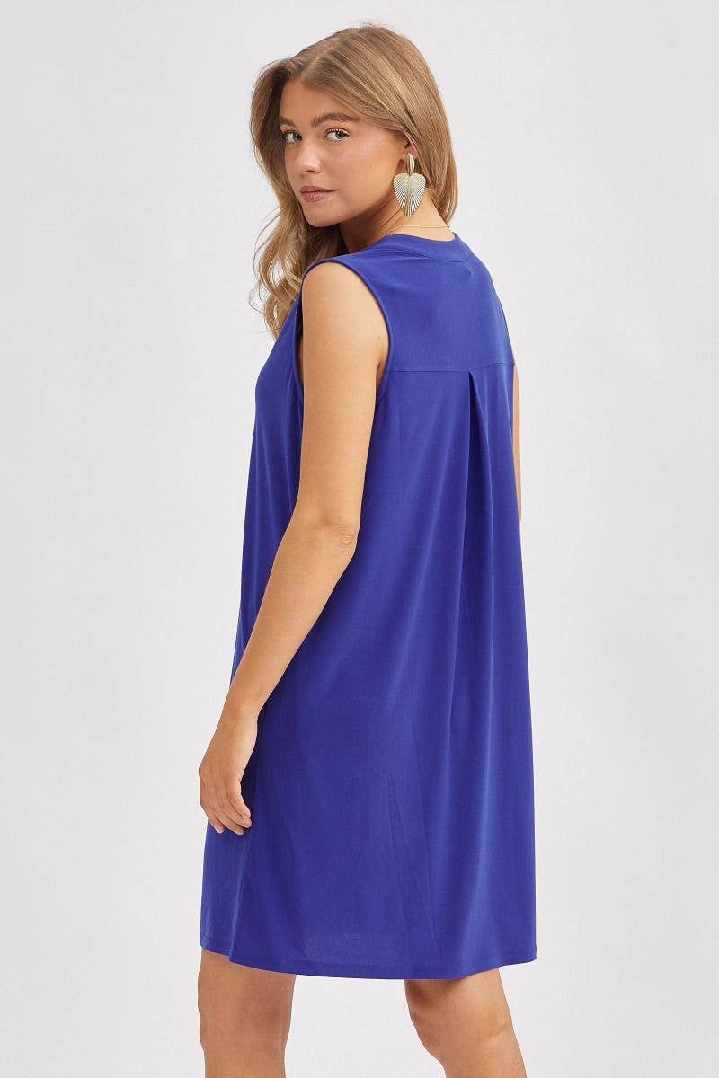 Dear Scarlett - Elegant Solid Colored Dress in MAGENTA