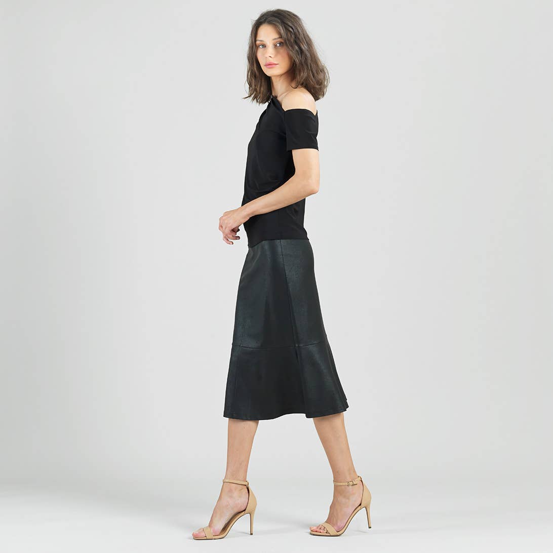 Clara Sunwoo - Angular Drape Neck Off Shoulder Top - Black: Black