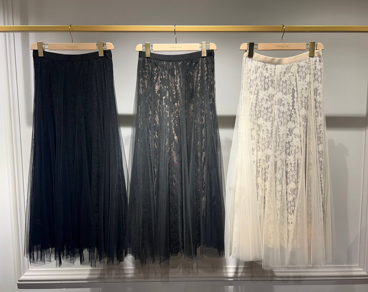 CHOKLATE PARIS - Skirt March tulle & lace - Black Nude