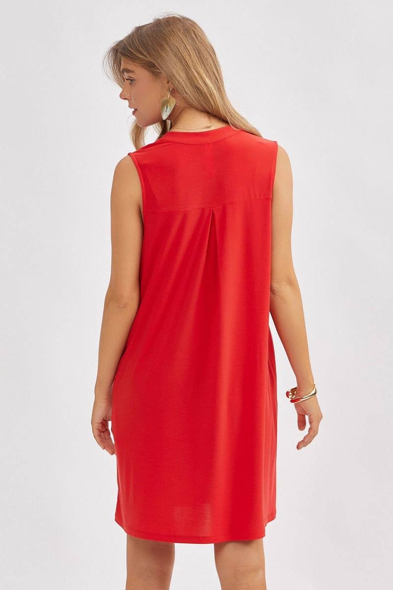 Dear Scarlett - Elegant Solid Colored Dress in MAGENTA