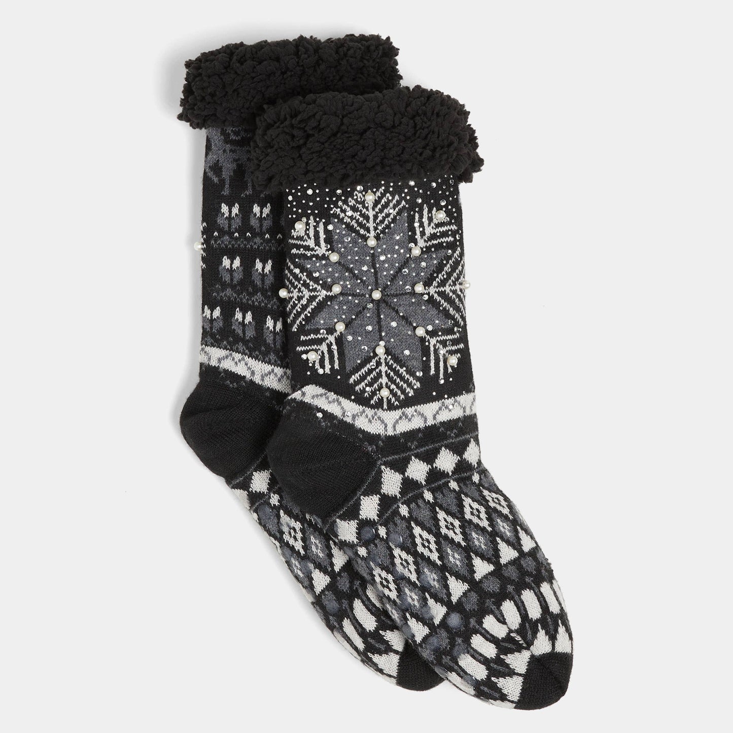 COCO + CARMEN - Winter Wonderland Slipper Socks: Black / One Size