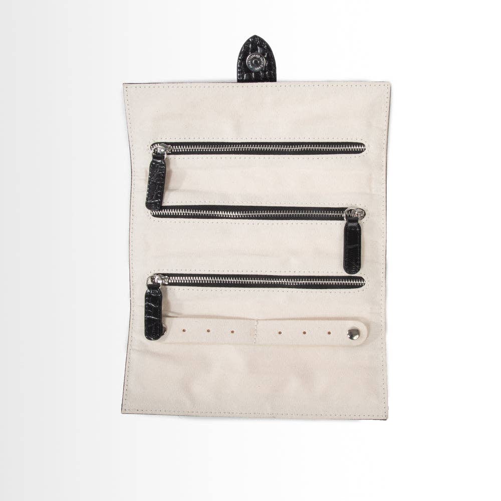 Sydney 3 Pocket Jewelry Roll: Brown