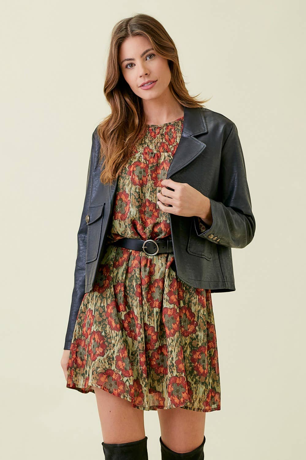Mystree - Faux Leather Short Jacket: Black
