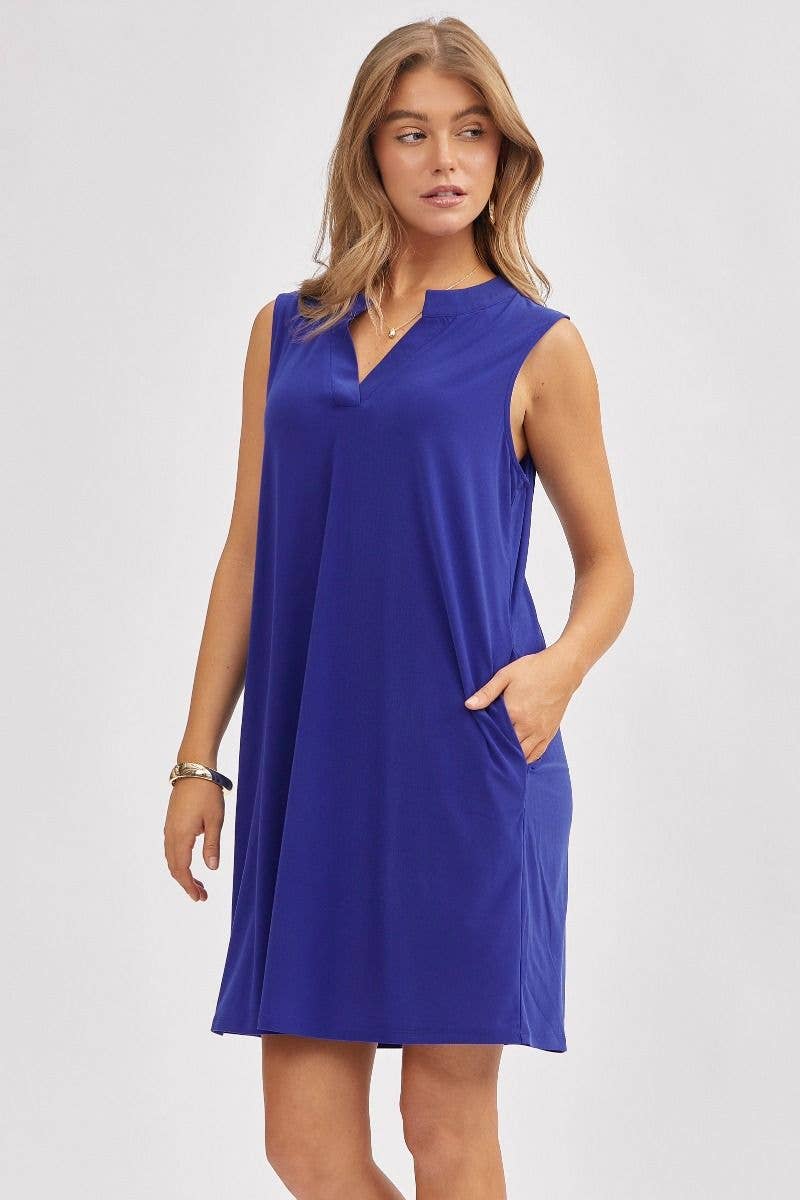 Dear Scarlett - Elegant Solid Colored Dress in MAGENTA