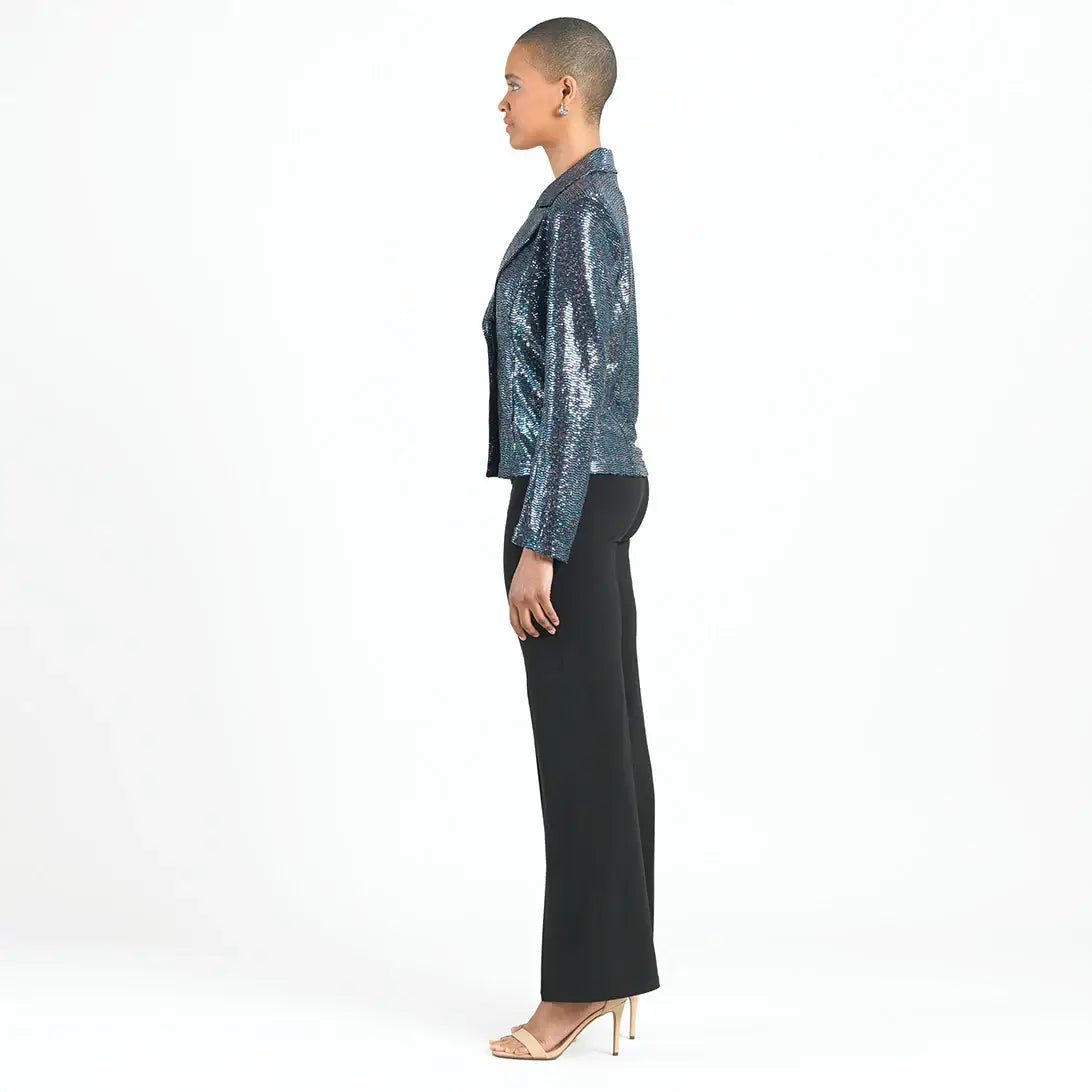 Clara Sunwoo - Sequin Knit - Modern Button Blazer: Gunmetal