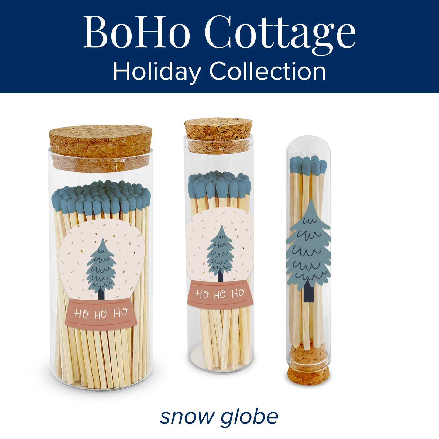 Thankful Greetings - 4” Matches BoHo Cottage - Holiday Tree in Long Mini Cloche