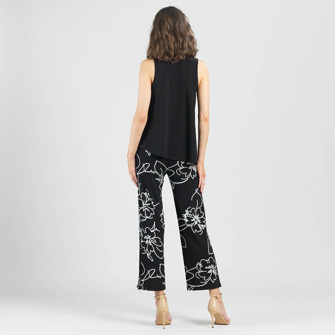 Clara Sunwoo - PT28P1 - Crepe Knit - Side Slit Ankle Pant - Blossom Sketch: Black/White / M